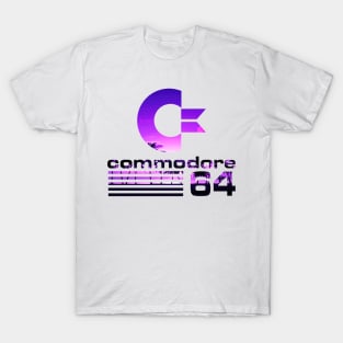 Commodore 64 Sunset Vaporwave Logo T-Shirt